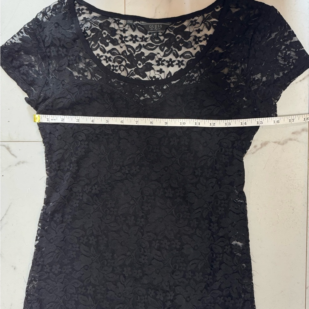 Guess Black Lace Short Sleeve Top - Picture 5 of 10